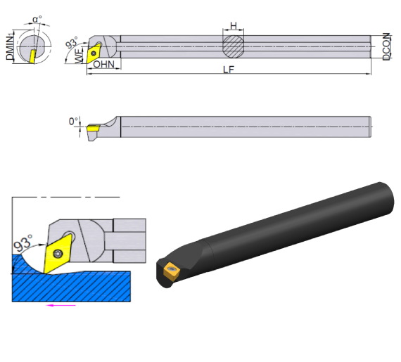 Токарная расточная державка S12M-SDUCL07