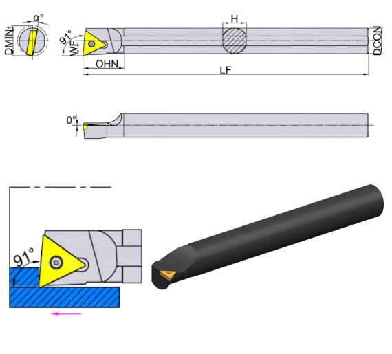 Токарная расточная державка S16Q-STFCR11