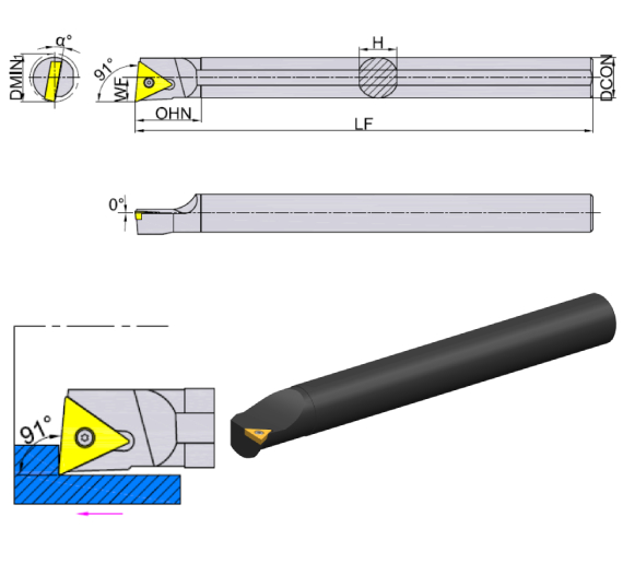 Токарная расточная державка S16Q-STFPR1102