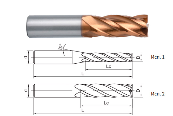 фреза монолитная твердосплавная SH260-SL4-10-40-H